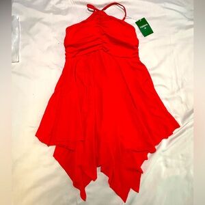 Halara Ruched Halter Handkerchief Hem Mini Dress NWT
